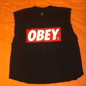 Distressed OBEY muscle tee